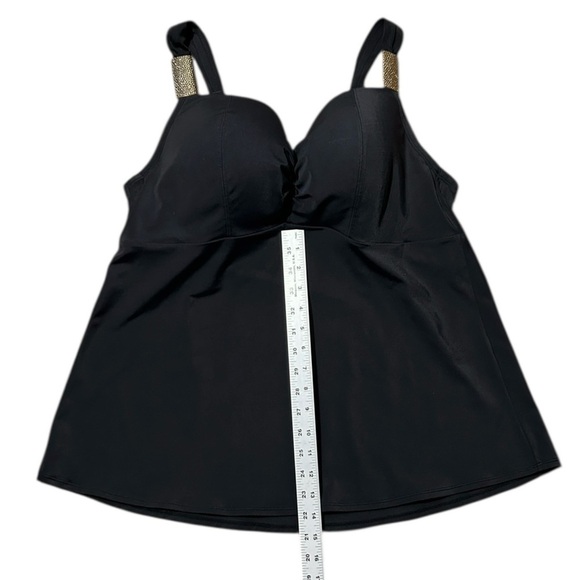 LANE BRYANT Black Tankini Swimsuit Top 38DDD Balconette Bra Underwire Adjustable - Picture 7 of 10
